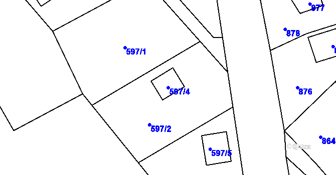 Parcela st. 597/4 v KÚ Dolní Těrlicko, Katastrální mapa