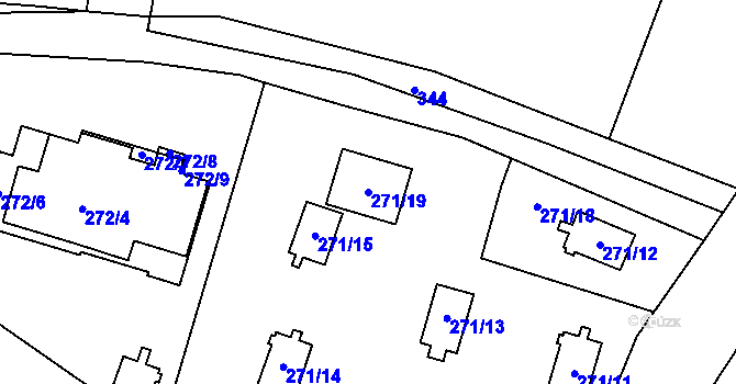 Parcela st. 271/19 v KÚ Dolní Těrlicko, Katastrální mapa