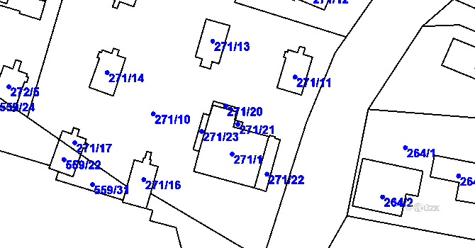 Parcela st. 271/21 v KÚ Dolní Těrlicko, Katastrální mapa