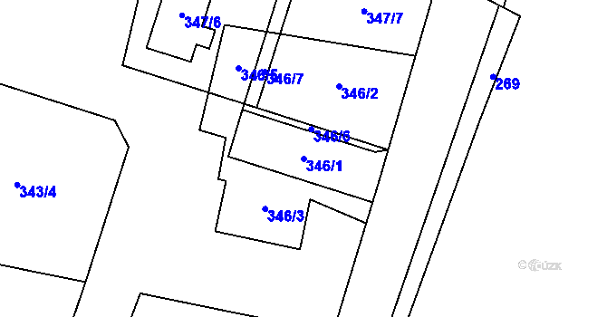 Parcela st. 346/1 v KÚ Dolní Těrlicko, Katastrální mapa