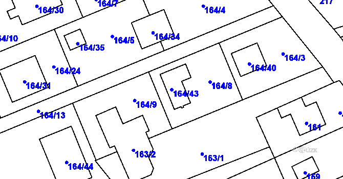 Parcela st. 164/43 v KÚ Dolní Těrlicko, Katastrální mapa