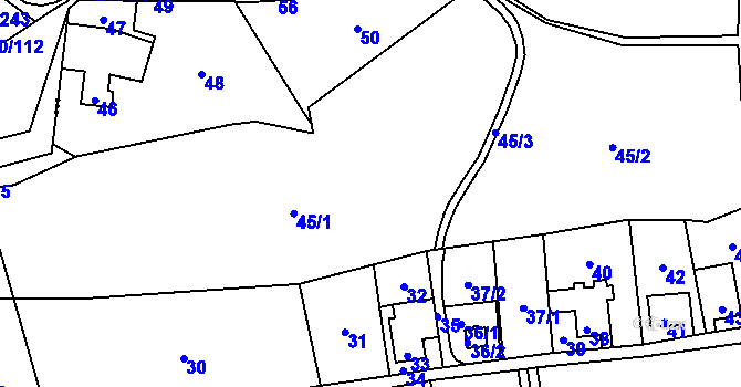 Parcela st. 45 v KÚ Dolní Těrlicko, Katastrální mapa