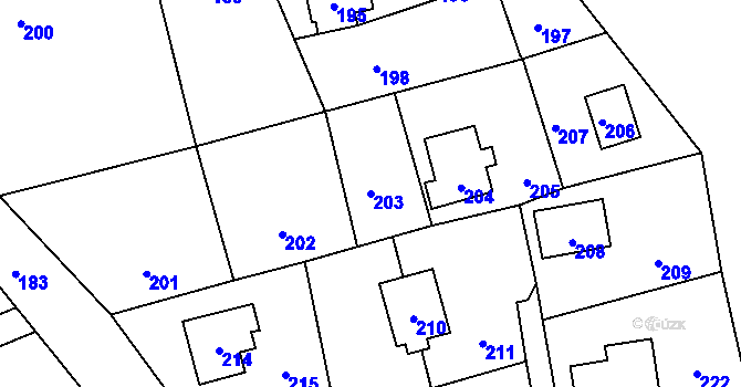 Parcela st. 203 v KÚ Dolní Těrlicko, Katastrální mapa
