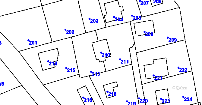 Parcela st. 210 v KÚ Dolní Těrlicko, Katastrální mapa