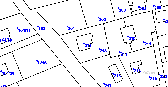 Parcela st. 214 v KÚ Dolní Těrlicko, Katastrální mapa