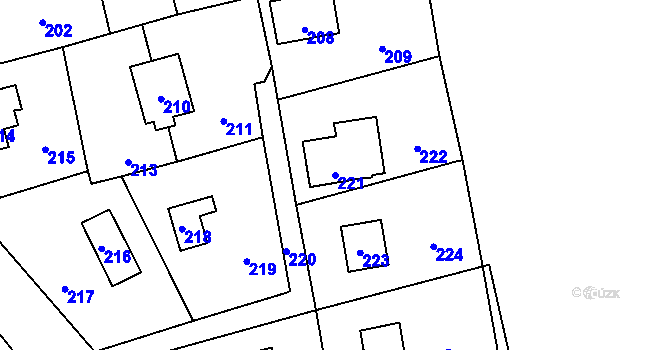 Parcela st. 221 v KÚ Dolní Těrlicko, Katastrální mapa