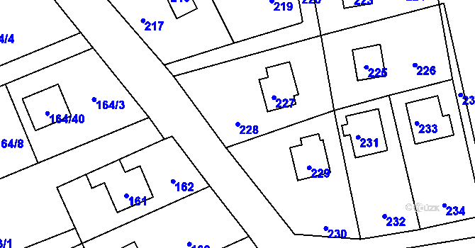 Parcela st. 228 v KÚ Dolní Těrlicko, Katastrální mapa