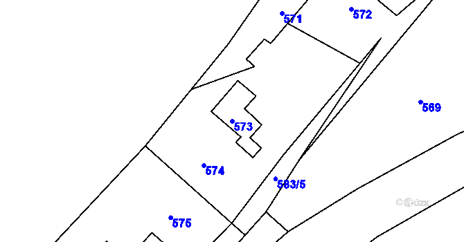 Parcela st. 573 v KÚ Dolní Těrlicko, Katastrální mapa