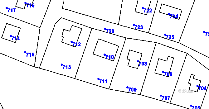 Parcela st. 710 v KÚ Dolní Těrlicko, Katastrální mapa