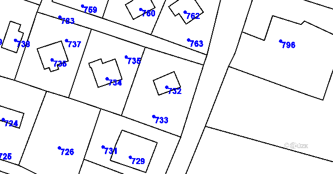 Parcela st. 732 v KÚ Dolní Těrlicko, Katastrální mapa