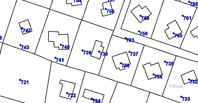 Parcela st. 738 v KÚ Dolní Těrlicko, Katastrální mapa