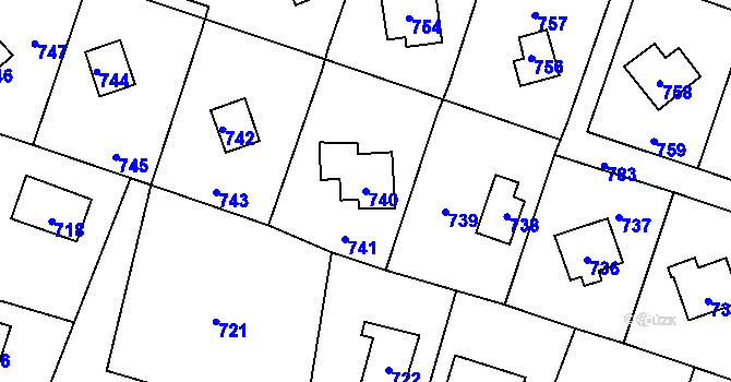 Parcela st. 740 v KÚ Dolní Těrlicko, Katastrální mapa