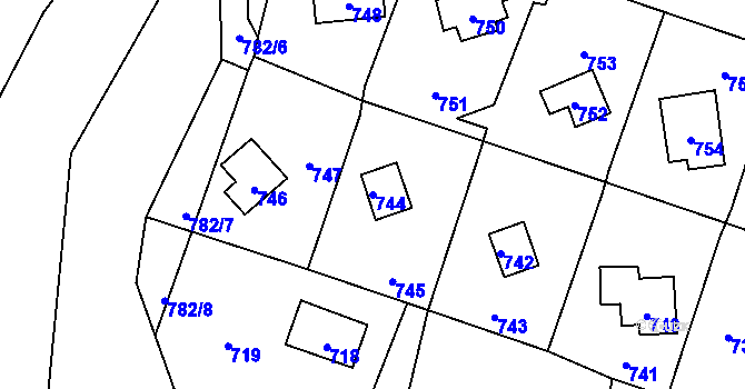 Parcela st. 744 v KÚ Dolní Těrlicko, Katastrální mapa