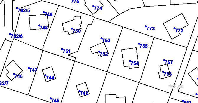 Parcela st. 752 v KÚ Dolní Těrlicko, Katastrální mapa