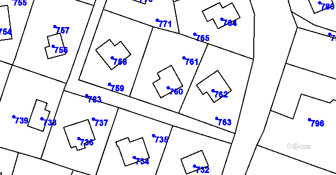 Parcela st. 760 v KÚ Dolní Těrlicko, Katastrální mapa