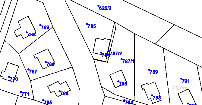 Parcela st. 784 v KÚ Dolní Těrlicko, Katastrální mapa