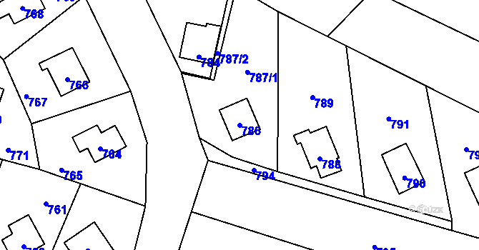 Parcela st. 786 v KÚ Dolní Těrlicko, Katastrální mapa