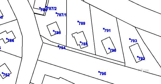 Parcela st. 788 v KÚ Dolní Těrlicko, Katastrální mapa