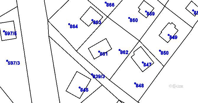 Parcela st. 861 v KÚ Dolní Těrlicko, Katastrální mapa