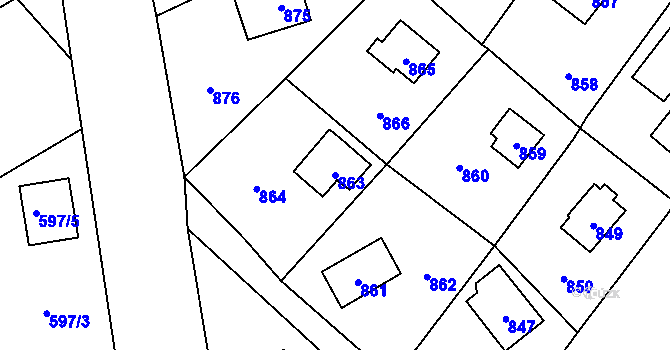Parcela st. 863 v KÚ Dolní Těrlicko, Katastrální mapa