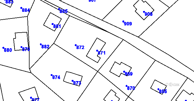 Parcela st. 871 v KÚ Dolní Těrlicko, Katastrální mapa