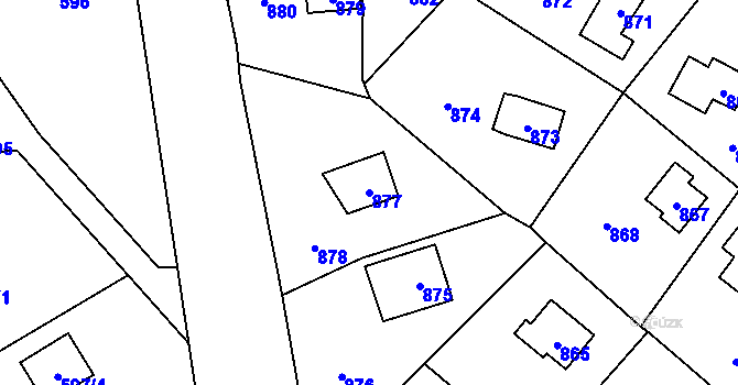 Parcela st. 877 v KÚ Dolní Těrlicko, Katastrální mapa