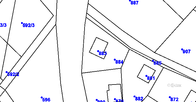 Parcela st. 883 v KÚ Dolní Těrlicko, Katastrální mapa