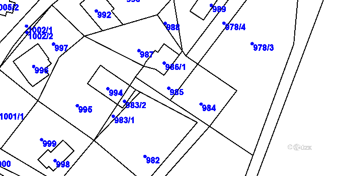 Parcela st. 985 v KÚ Dolní Těrlicko, Katastrální mapa