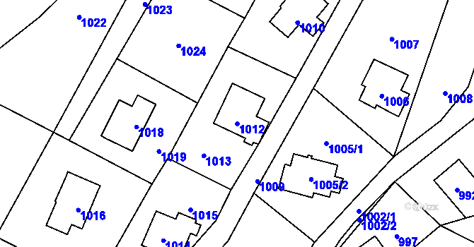 Parcela st. 1012 v KÚ Dolní Těrlicko, Katastrální mapa