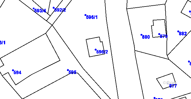 Parcela st. 596/2 v KÚ Dolní Těrlicko, Katastrální mapa