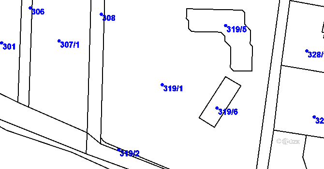 Parcela st. 319/1 v KÚ Dolní Těrlicko, Katastrální mapa