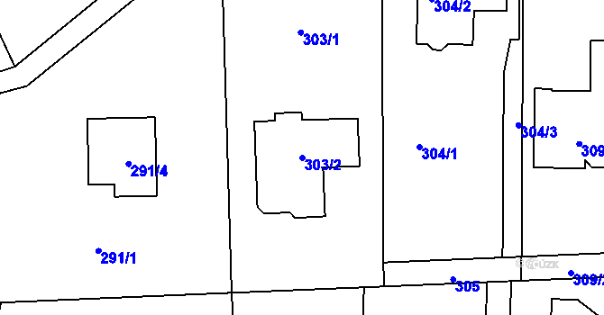 Parcela st. 303/2 v KÚ Dolní Těrlicko, Katastrální mapa