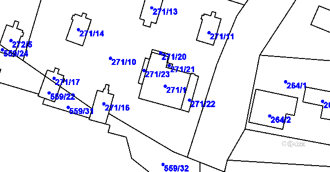Parcela st. 271/1 v KÚ Dolní Těrlicko, Katastrální mapa