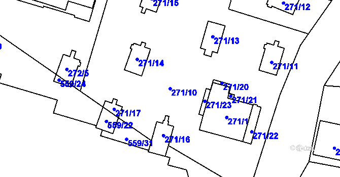 Parcela st. 271/10 v KÚ Dolní Těrlicko, Katastrální mapa