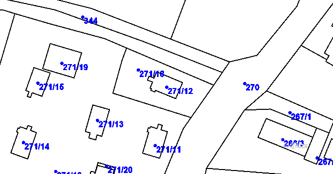 Parcela st. 271/12 v KÚ Dolní Těrlicko, Katastrální mapa