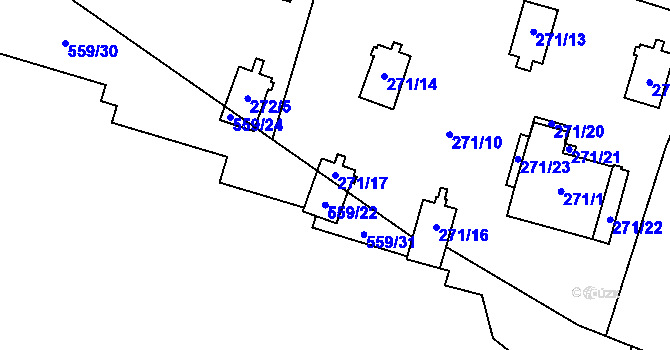 Parcela st. 271/17 v KÚ Dolní Těrlicko, Katastrální mapa