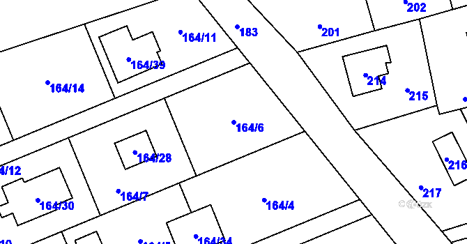 Parcela st. 164/6 v KÚ Dolní Těrlicko, Katastrální mapa