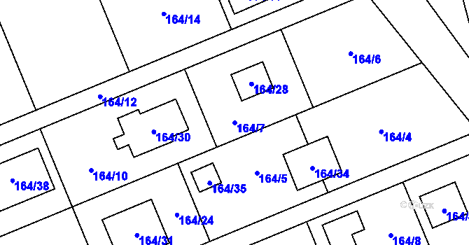 Parcela st. 164/7 v KÚ Dolní Těrlicko, Katastrální mapa