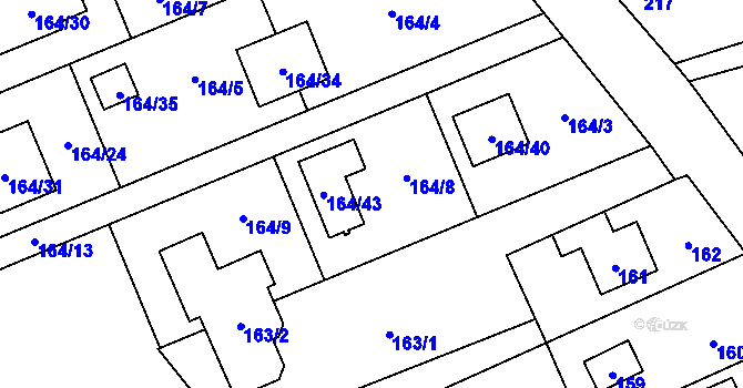 Parcela st. 164/8 v KÚ Dolní Těrlicko, Katastrální mapa
