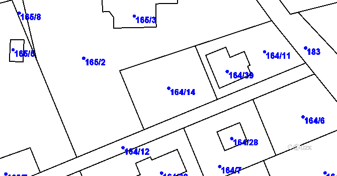 Parcela st. 164/14 v KÚ Dolní Těrlicko, Katastrální mapa
