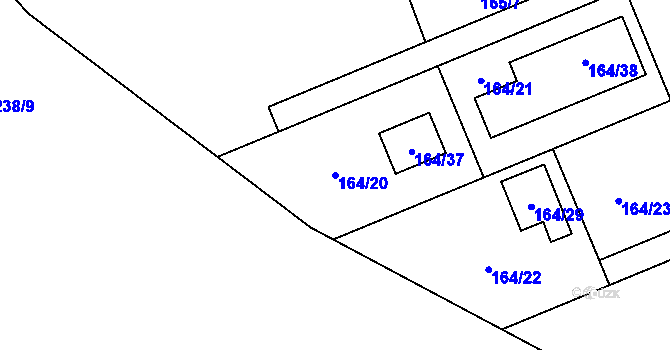 Parcela st. 164/20 v KÚ Dolní Těrlicko, Katastrální mapa