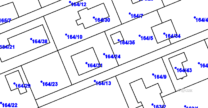 Parcela st. 164/24 v KÚ Dolní Těrlicko, Katastrální mapa