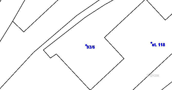 Parcela st. 93/6 v KÚ Termesivy, Katastrální mapa