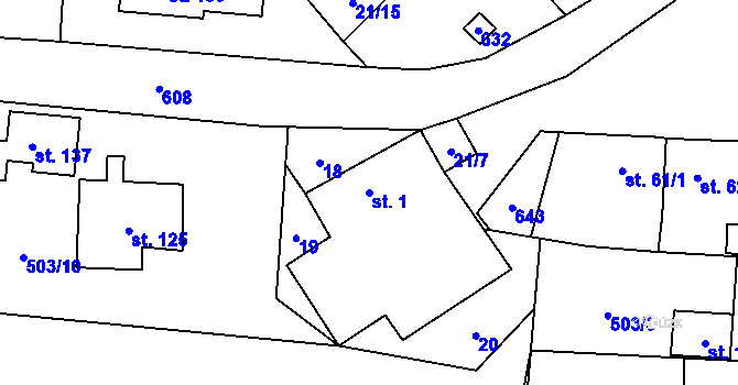 Parcela st. 1 v KÚ Termesivy, Katastrální mapa