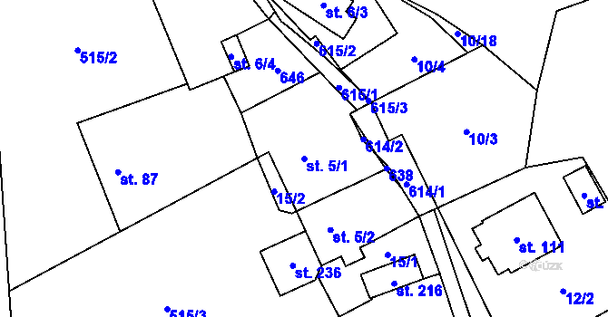 Parcela st. 5/1 v KÚ Termesivy, Katastrální mapa