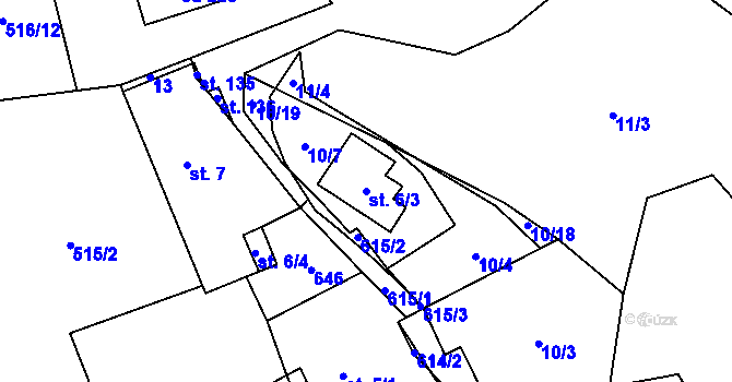 Parcela st. 6/3 v KÚ Termesivy, Katastrální mapa