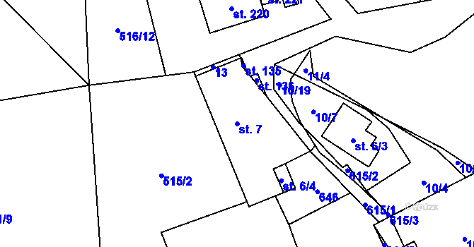 Parcela st. 7 v KÚ Termesivy, Katastrální mapa