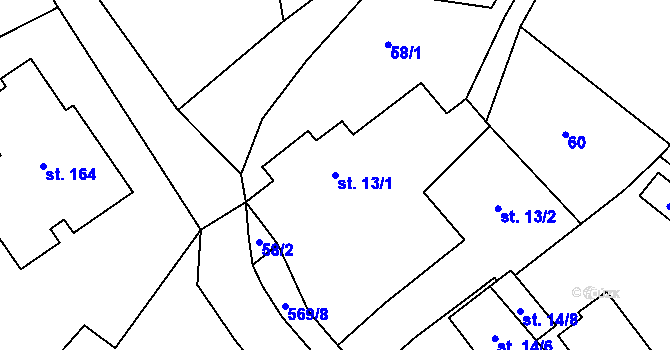 Parcela st. 13/1 v KÚ Termesivy, Katastrální mapa