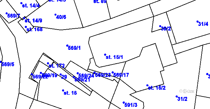 Parcela st. 15/1 v KÚ Termesivy, Katastrální mapa