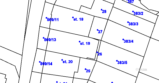 Parcela st. 19 v KÚ Termesivy, Katastrální mapa